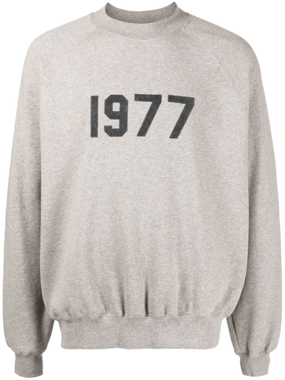 Essentials Logo-flocked Cotton-blend Jersey Sweatshirt In Gray