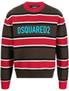 Dsquared2 Logo Crew Neck Sweater With Striped Pattern In Multi