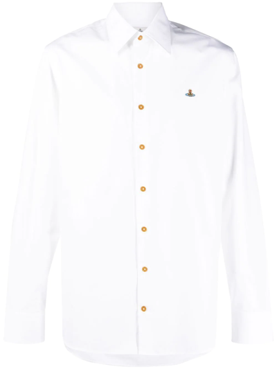 Vivienne Westwood Orb-logo Organic-cotton Shirt In Weiss