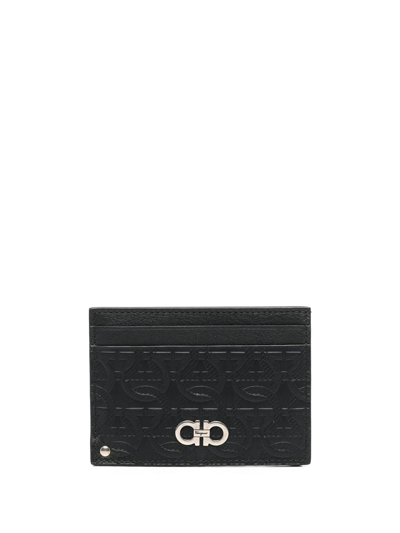 Ferragamo Logo-debossed Leather Cardholder In Black