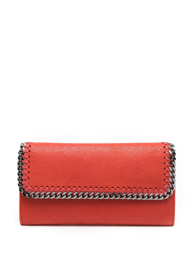 Stella Mccartney Chain Trimmed Continental Flap Wallet In Red