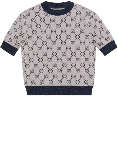 Gucci White Gg Jacquard Knit Sweater