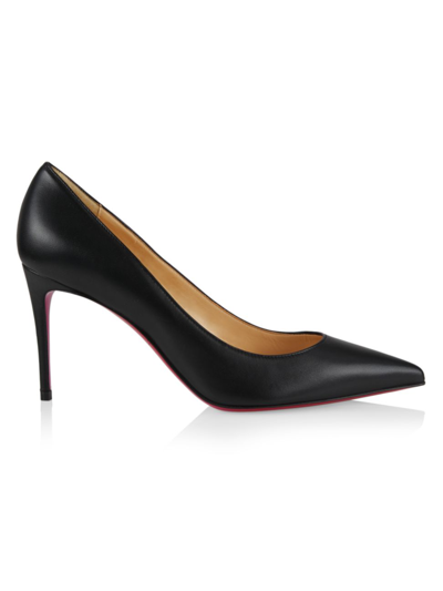 Christian Louboutin Apostrophy Leather Pointed Red-sole Pumps In Black