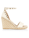 Valentino Garavani Rockstud Leather Wedge Espadrille Sandals