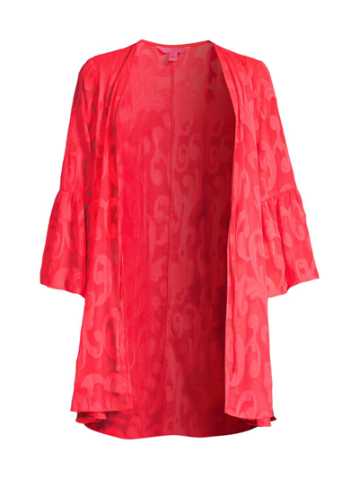 Lilly Pulitzer Motley Swirl Jacquard Coverup In Spicy Coral