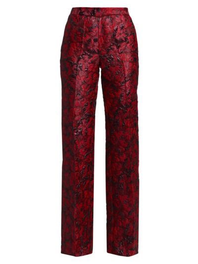 Frederick Anderson Rebirth Lace Rose Jacquard Pants In Red