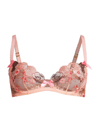 Agent Provocateur Zuri Plunge Floral-embroidered Tulle Bra In Multisand