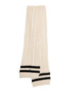 Moncler Striped Cable-knit Cashmere Scarf In White