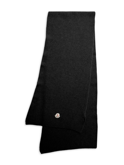 Moncler Patch Logo Wool-cashmere Scarf In Black