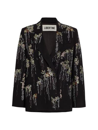 Libertine Fireworks Embellished Wool Double-breasted Jacket In Black