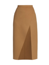 Michael Kors Asymmetric Slit Scissor Skirt In Camel