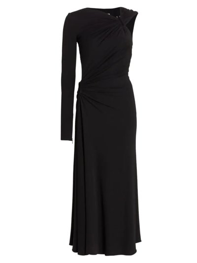 Michael Kors Asymmetric Draped Midi-dress In Black