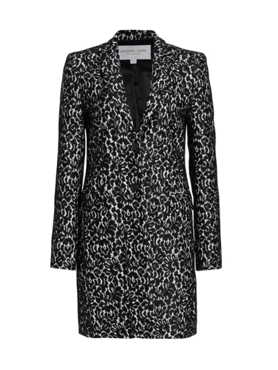 Michael Kors Reefer Lace Coat In Black White