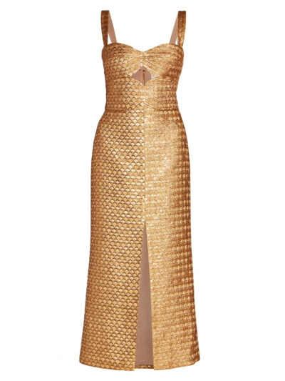 Johanna Ortiz Ideal Universe Jacquard Midi Dress In Gold