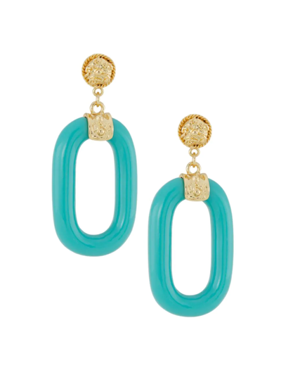 Kenneth Jay Lane Link Drop Earrings In Turquoise