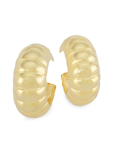 Kenneth Jay Lane Textured Goldtone Clip-on Hoop Earrings In Polished Gold