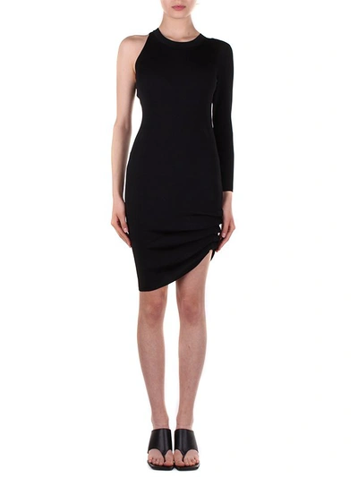 Iro Aurora Ribbed-knit Asymmetrical Dress In Black