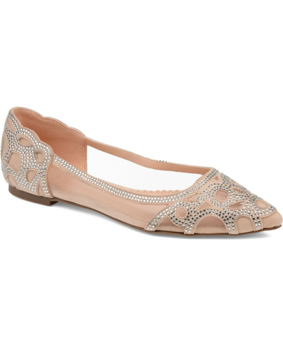 Journee Collection Batavia Womens Dress Bejeweled Pointy-toe Flats In Nude