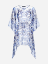 Dolce & Gabbana Short Majolica-print Chiffon Caftan