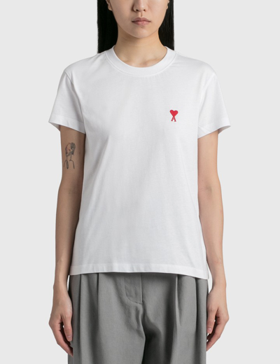 Ami Alexandre Mattiussi Logo-embroidered Organic Cotton T-shirt In White