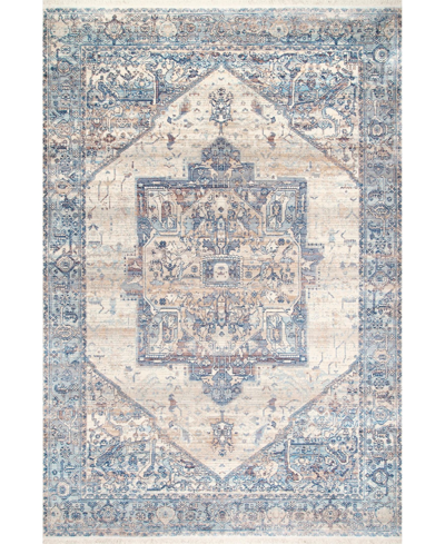 Nuloom Mystic Ehtel Medallion Fringe 8' X 10' Area Rug In Light Blue