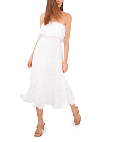 1.state Strapless Ruffle Tiered Maxi Dress In Ultra White