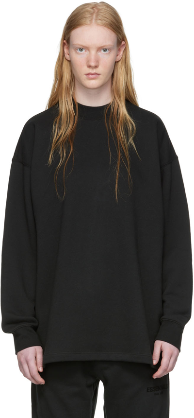 Essentials Black Relaxed Sweatshirt In Stretch Limo