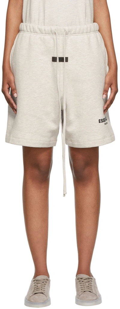 Essentials Off-white Cotton Shorts In Light Oatmeal