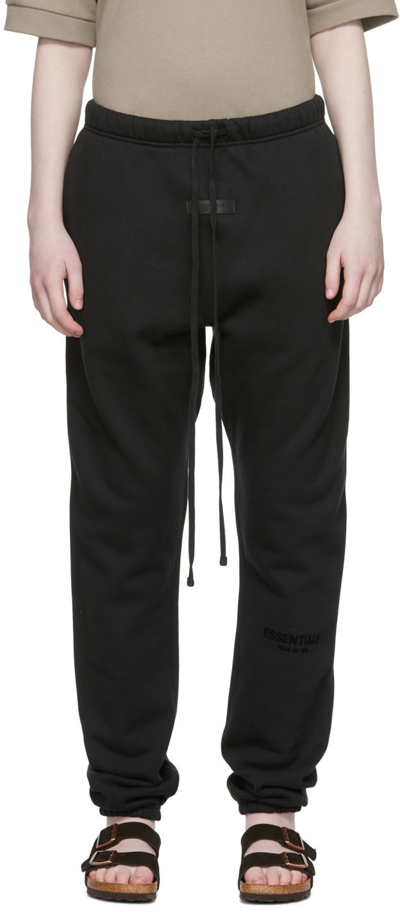 Essentials Black Straight Lounge Pants In Stretch Limo