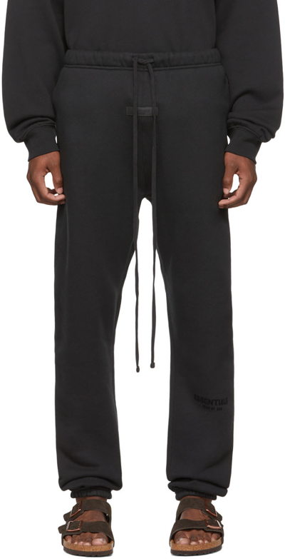 Essentials Black Straight Lounge Pants In Stretch Limo
