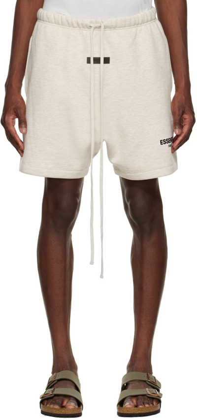 Essentials Off-white Cotton Shorts In Light Oatmeal