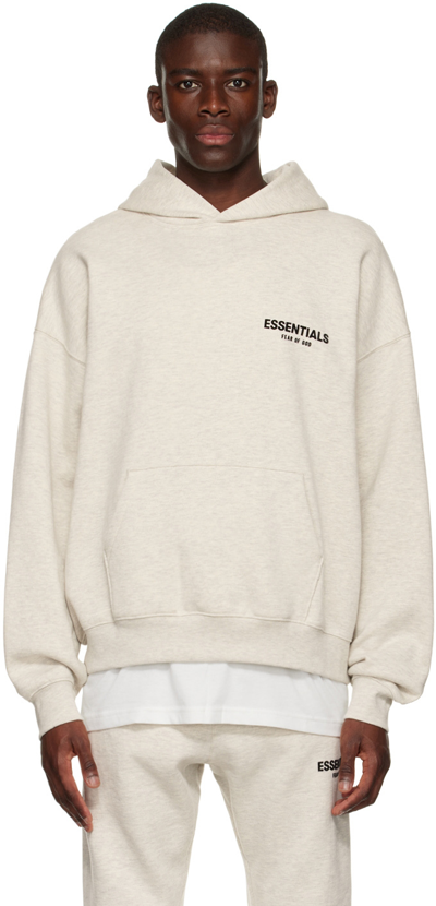 Essentials Logo-flocked Cotton-blend Jersey Hoodie In Gray