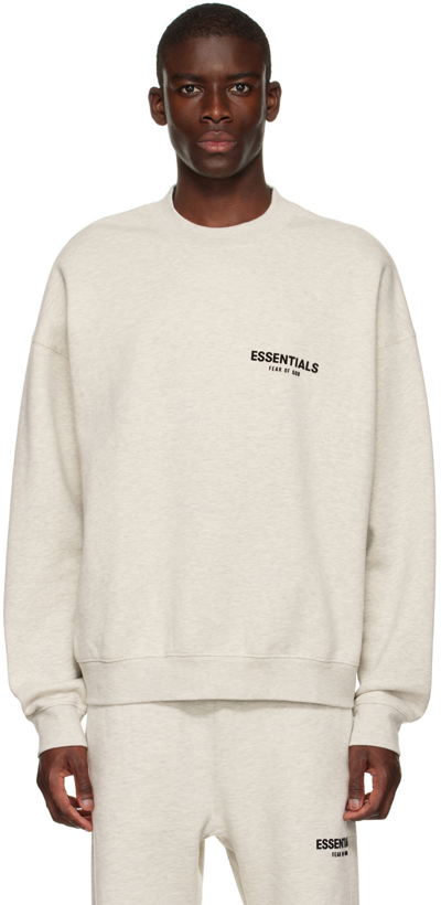 Essentials Off-white Crewneck Sweatshirt In Light Oatmeal