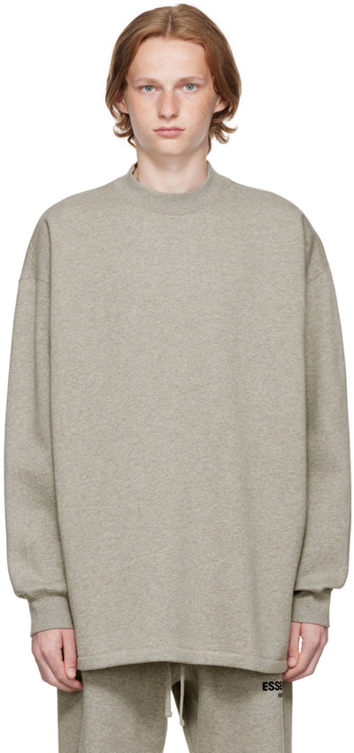 Essentials Gray Relaxed Sweatshirt In Dark Oatmeal