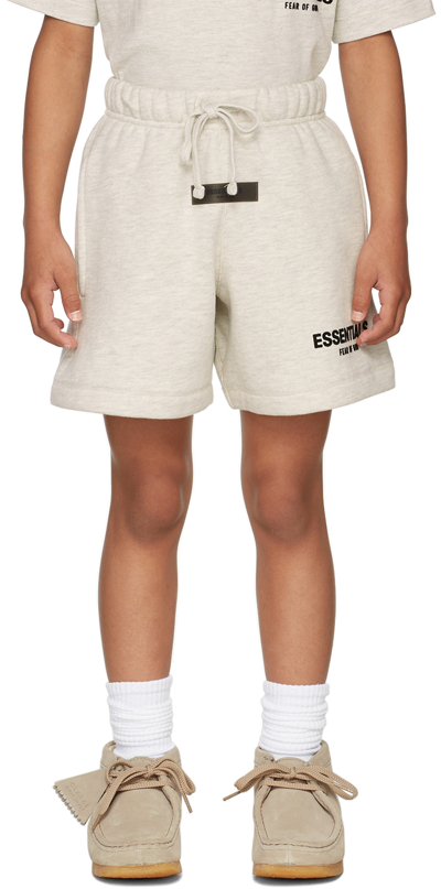 Essentials Kids Off-white Logo Shorts In Grey