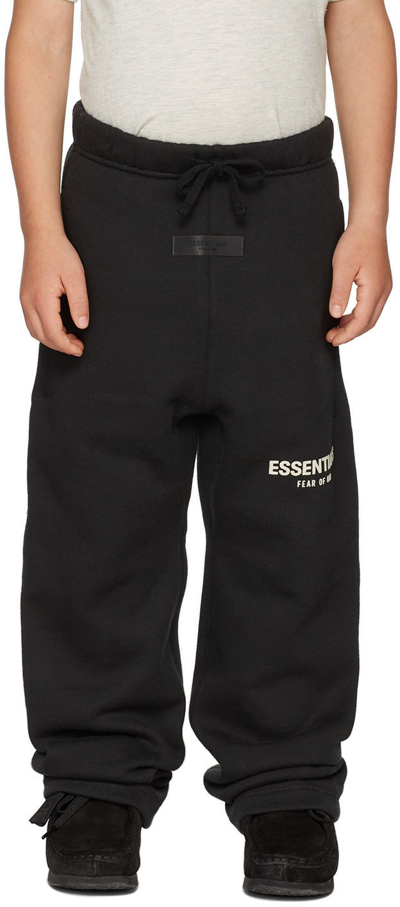 Essentials Babies' Kids Black Logo Lounge Pants In Stretch Limo