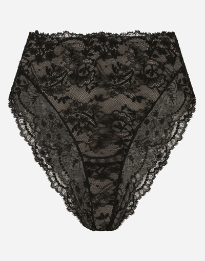 Dolce & Gabbana High-waisted Chantilly Lace Panties In Black