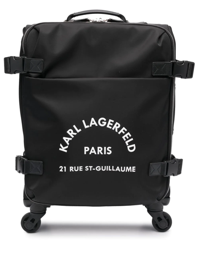 Karl Lagerfeld Address-print Luggage Trolley In Black