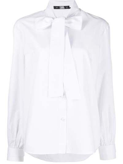 Karl Lagerfeld Pussy-bow Collar Shirt In White
