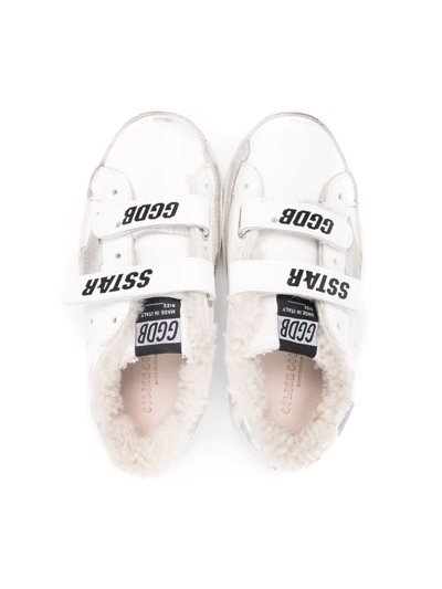 Golden Goose Kids' Touch-strap Shearling Trainers In White
