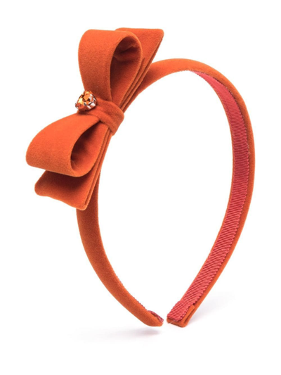 Monnalisa Kids' Bow-detailed Head Band In Rusty Red