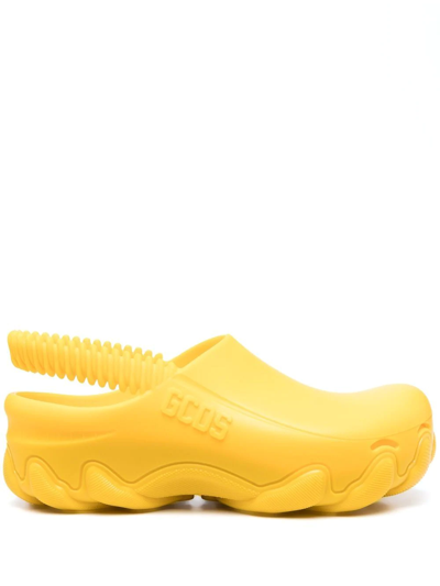 Gcds Embossed-logo Slingback Clogs In Yellow