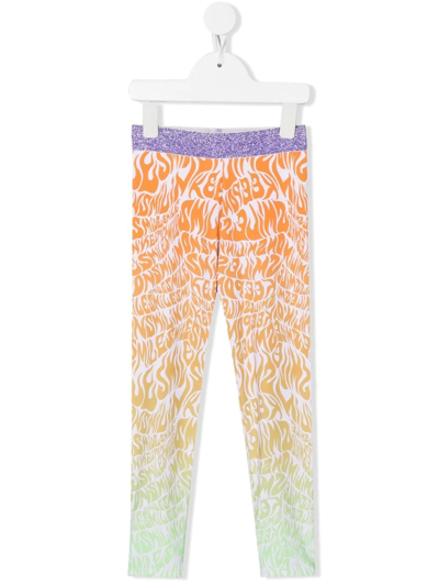 Stella Mccartney Kids' Printed Recycled Polyester Leggings In Orange