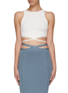 Alice And Olivia Latia Cropped Tie-detailed Stretch-jersey Tank In White