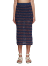 Rag & Bone Striped Knitted Carson Longuette Skirt With Side Slit In Multi-colour