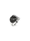 John Hardy Sterling Silver Classic Chain Black Sapphire & Black Spinel Intertwined Disc Statement Ring
