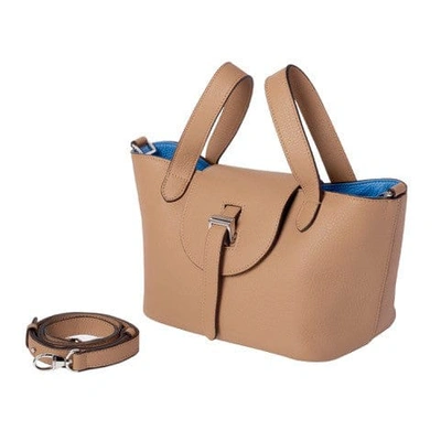 Meli Melo Thela Mini Light Tan With Blue With Zip Closure Cross Body Bag For Women