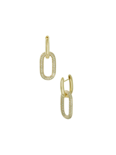 Jan-kou Women's 14k Goldplated & Cubic Zirconia Link Huggies Earrings