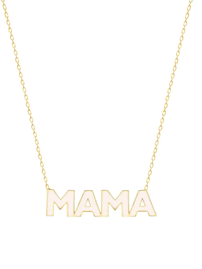 Gabi Rielle Women's 14k Gold Vermeil & White French Enamel Mama Pendant Necklace