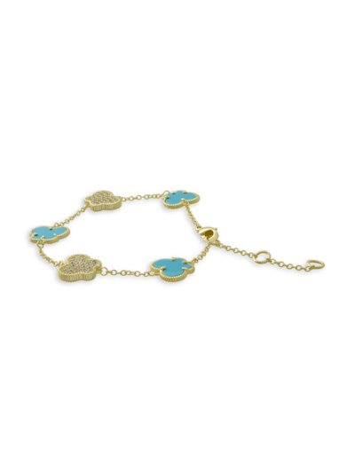Jan-kou Women's Butterfly Collection 14k Goldplated, Synthetic Turquoise & Cubic Zirconia Bracelet